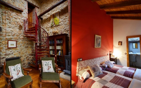 Spiral staircase to one of the bedrooms